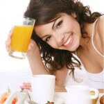 Woman eating healthy foods