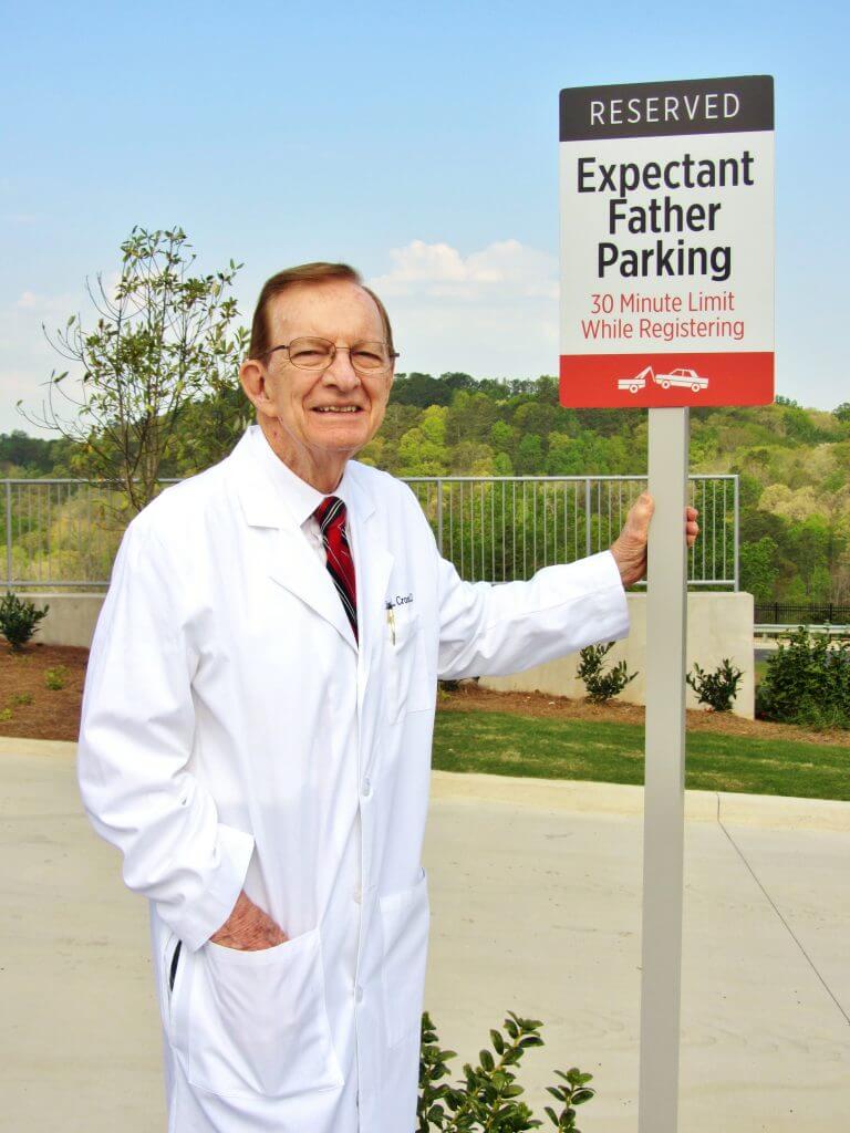 Dr. James Cross smiling at Dad-friendly parking.