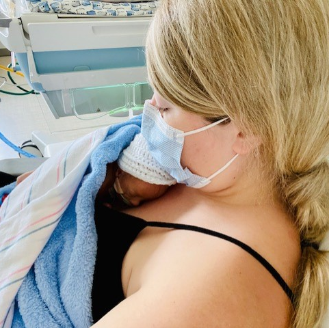 preemie baby with mom