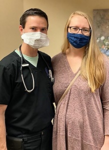OB/GYN Dr Crigler with pregnant patient